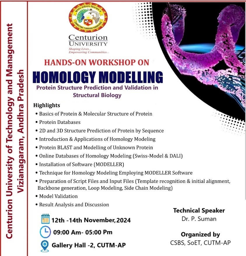 Three days “Hands-on Workshop on Homology Modelling” Protein Structure